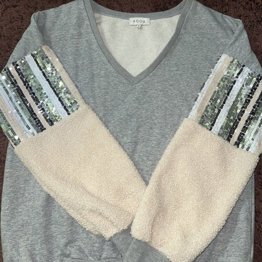 Sequin sleeve sweater